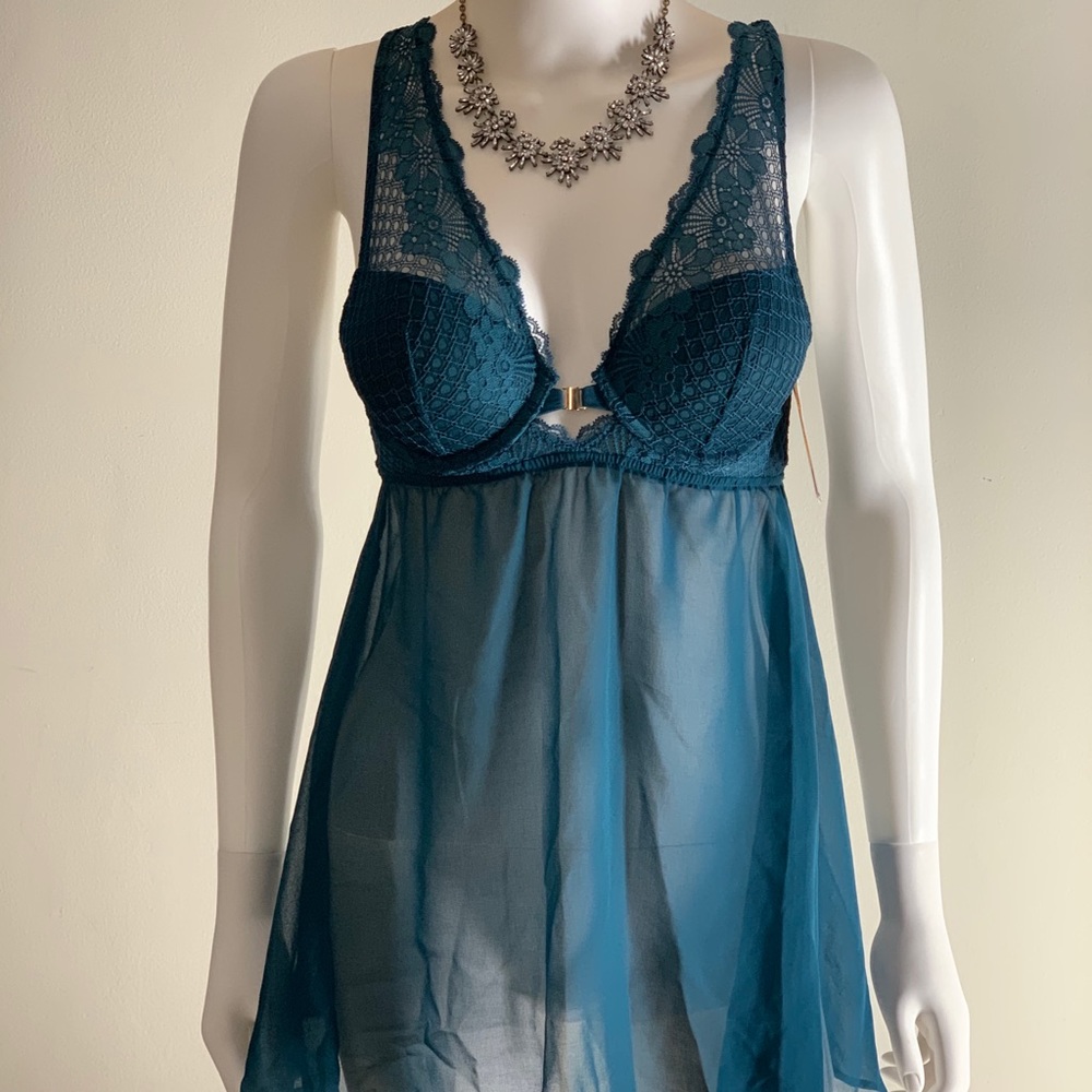 Auden English teal lingerie XS 2 piece set